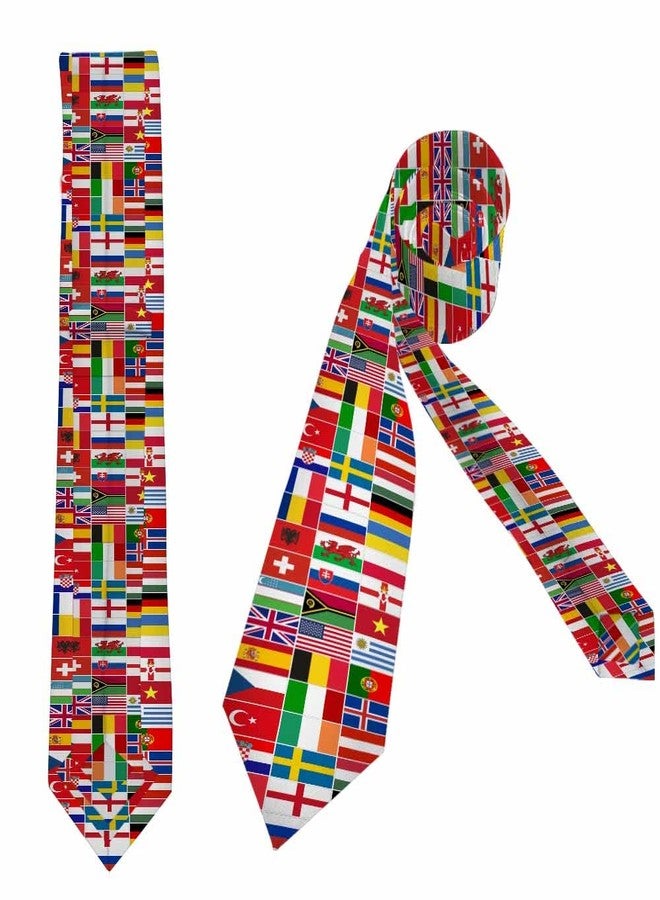 Yekiua Flags Men's Necktie World Different Countries Flag Holiday Festival Funny Ties For Men Formal Occasion Wedding Neck Tie Green Red Blue White - Image 4